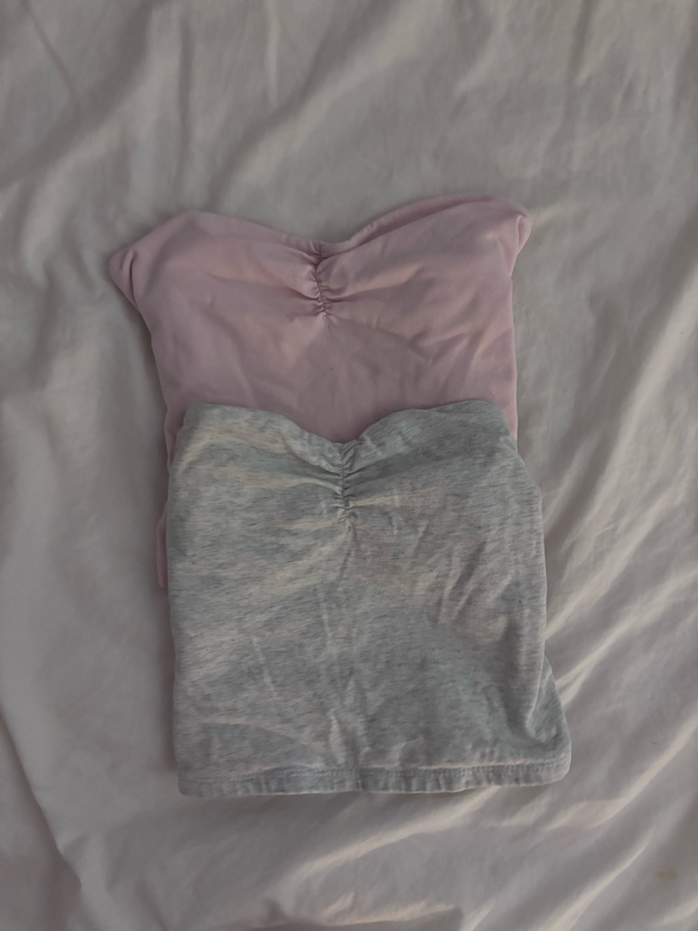 BUNDLE Garage Strapless Tube Top Duo in Light Pink and Heather Gray